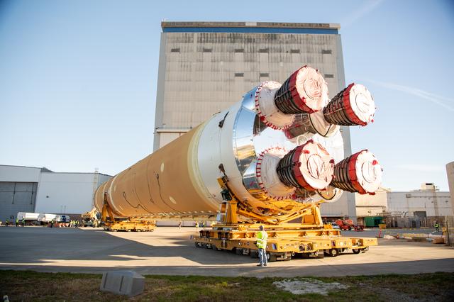 NASA image: NASA Moves First Artemis SLS Rocket Stage from NASA’s Factory to Barge